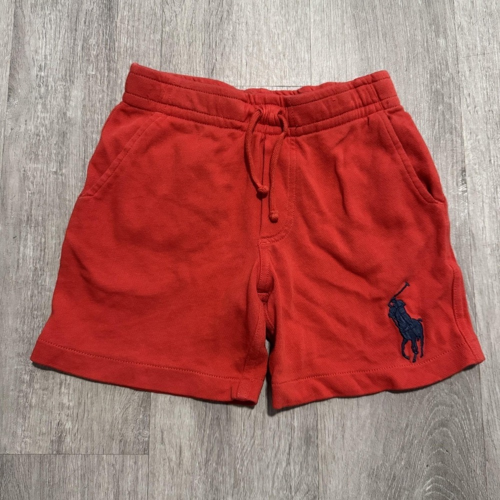 Polo Ralph Lauren Shorts Boys 4T Red Big Pony Sweat French Terry Elastic Waist - Picture 1 of 5